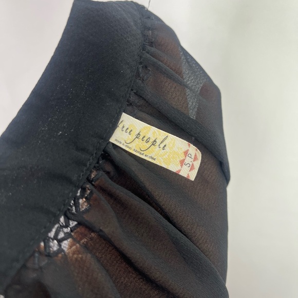 Free People If I Had You Black Sheer Beaded Blouse Size Small - Picture 11 of 13